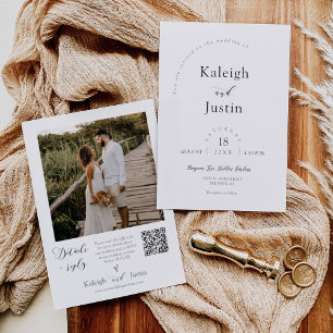 Invitation Élégant minimaliste moderne photo Mariage QR Code