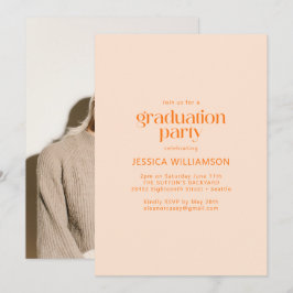 Invitation Elégant minimaliste Peach Photo Party