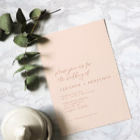 Élégant minimaliste Peachy Blush Pink Chic Mariage