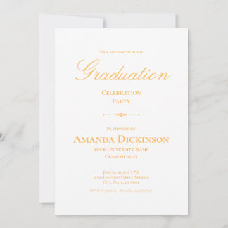Invitation Élégant minimaliste photo Graduation Jaune