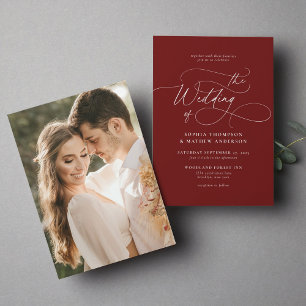 Invitation Élégant minimaliste Script Mariage photo Bourgogne