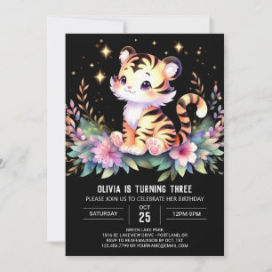 Invitation Elégant minimaliste tigre Anniversaire