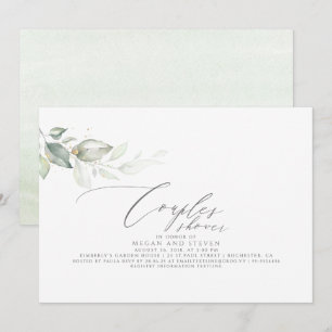 Invitation Elégant minimaliste Verdure Couples Douche