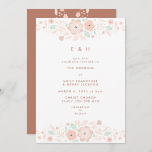 Invitation Elégant Mint Terracotta Boho Mariage de petites fl