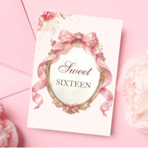 Invitation Élégant miroir floral Anniversaire doux 16