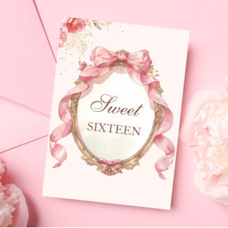 Invitation Élégant miroir floral Anniversaire doux 16