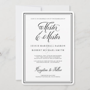 Invitation Elégant Mister et Mister Mariage Gay