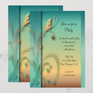 Invitation Élégant Modèle de la fête des papillons du coucher