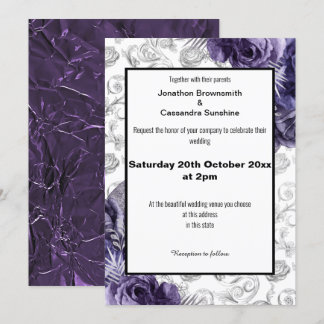 INVITATION ÉLÉGANT MODÈLE FLORAL FOIL METALLIC MARIAGE