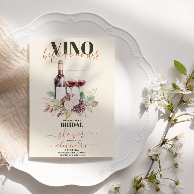 Invitation Élégant Moden Vino Avant Vows Fête des mariées (Créateur téléchargé)
