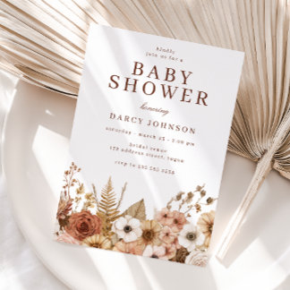 Invitation Elegant Modern Boho Floral Baby Shower