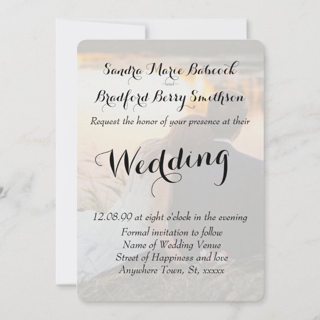 Invitation Elegant Modern Custom  Photo Save The Date Wedding (Dos)