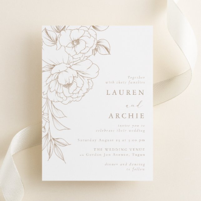 Invitation Elegant Modern Line Art Floral Wedding (Créateur téléchargé)