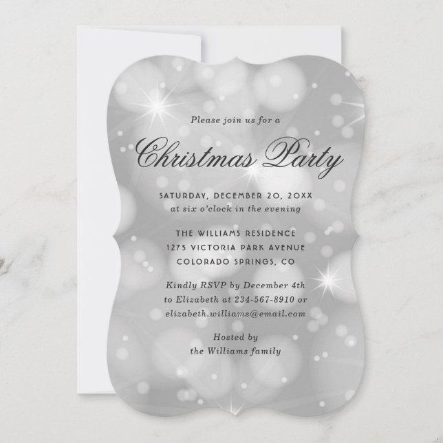 Invitation Elegant Modern Sparkly Christmas Party (Devant)