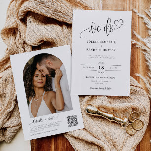 Invitation Elegant Modern We Do Wedding Arch QR Code Photo 