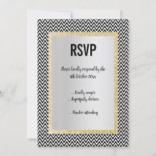 INVITATION ÉLÉGANT MODERNE BLACK CHEVRON RSVP RÉPONSE