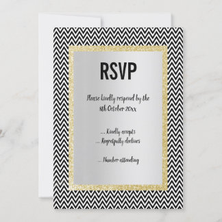 INVITATION ÉLÉGANT MODERNE BLACK CHEVRON RSVP RÉPONSE