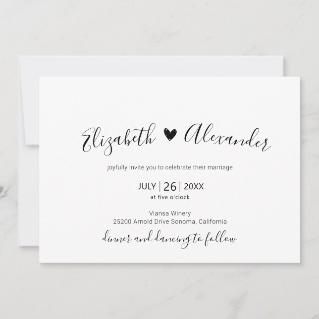 Invitation Élégant Moderne Calligraphie Script Mariage de coe (Devant)
