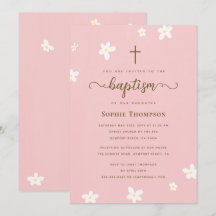 Élégant moderne Croix rose marguerite Baptême reli
