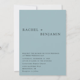 Invitation Elégant moderne Dusty Blue Mariage 2 Côté QR Code