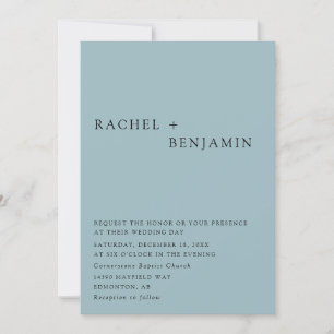 Invitation Elégant moderne Dusty Blue Mariage 2 Côté QR Code