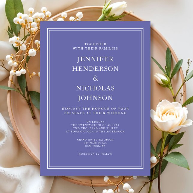 Invitation Élégant moderne Formel Purple Lavender Mariage (Modern Elegant Formal Purple Lavender Wedding Invitation)