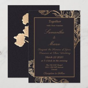 Invitation Elegant moderne Gold Faux metal Floral Wedding