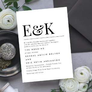 Invitation Élégant moderne   Mariage Monogramme classique