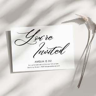 Invitation Élégant Moderne Minimaliste Anniversaire Noir Blan