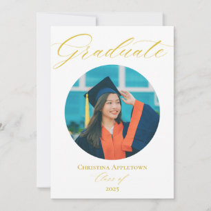 Invitation Élégant moderne photo ronde graduation
