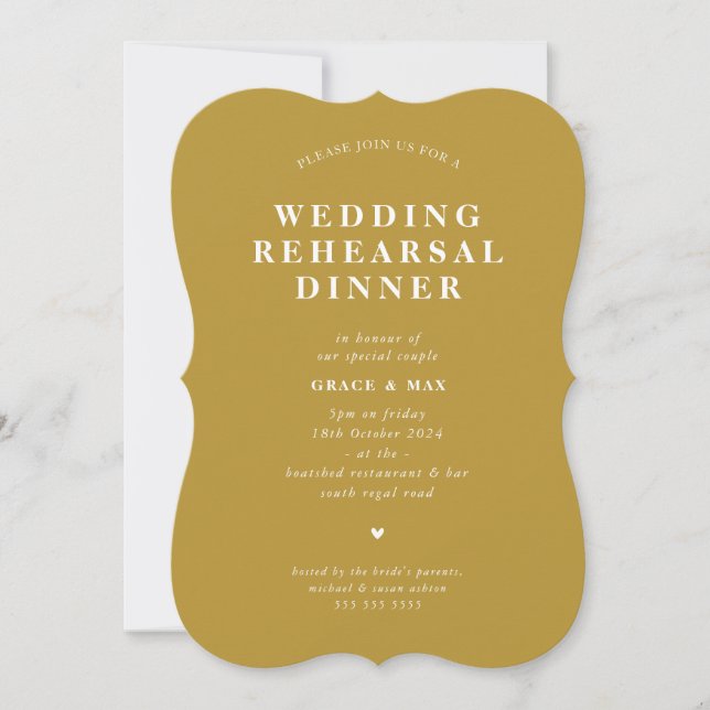 Invitation ELEGANT moderne simple répétition dîner moutarde (Devant)