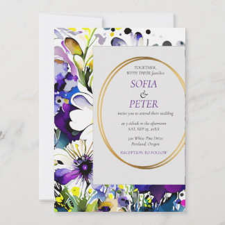 Invitation Élégant moderne violet floral