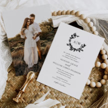 Élégant Monogram Crest Photo Mariage botanique