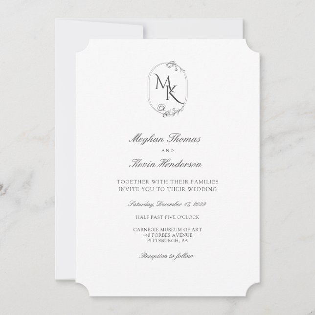 Invitation Elegant Monogram Wedding | Classic Formal (Devant)