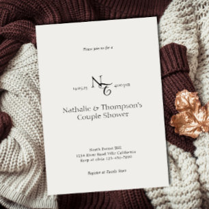 Invitation Élégant Monogramme Couple Douche nuptiale Invitati