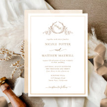 Élégant Monogramme crème beige Mariage Aquarelle e