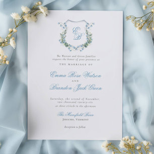 Invitation Élégant Monogramme Crest Mariage officiel