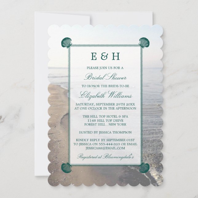 Invitation Élégant Monogramme et Fête des mariées Turquoise d (Devant)