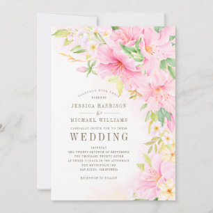 Invitation Élégant Monogramme Floral Aquarelle Botanique Rose