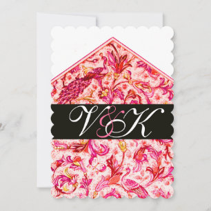 Invitation ÉLÉGANT MONOGRAMME FLORAL ROSE ANTIQUE FLORentin