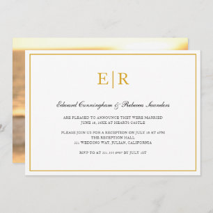 Invitation Elégant Monogramme Formal Gold Mariage Réception