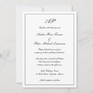Invitation Élégant Monogramme Formel Tout en un Mariage