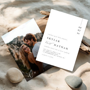 Invitation Élégant Monogramme Full Bleed Photo Budget Mariage