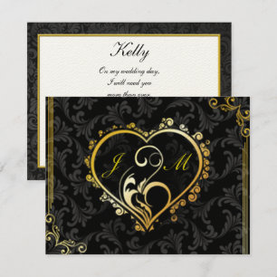 Invitation Élégant Monogramme Gold Heart Maid Of Honor Card