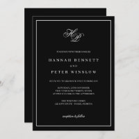 Élégant Monogramme Initiales Black Frame Mariage