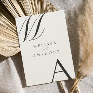 Invitation Élégant Monogramme noir et écrin Mariage minimalis