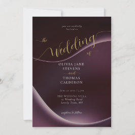 Invitation Élégant Moody Moderne Bourgogne Violet Mariage