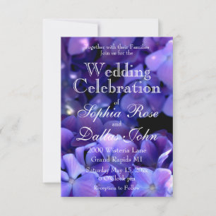 Invitation Élégant moody violet Mariage floral noir