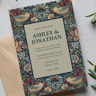 Invitation Elégant Morris fraise Theif Motif Mariage