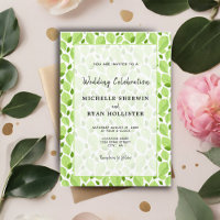 Élégant motif de feuille de basilic vert Mariage b